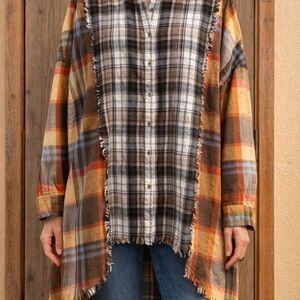 Vocal Plaid Hi-Low Shirt Jacket Size XL